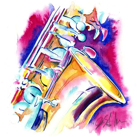 Saxophone Watercolor By Jamie Hansen Painting Music Art For Your