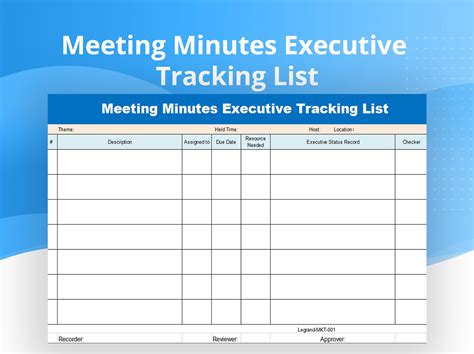 Excel Of Meeting Minutes Executive Tracking Listxls Wps Free Templates