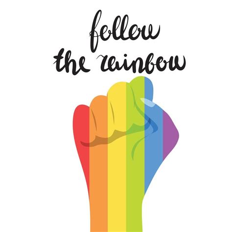 Follow The Rainbow Fist In Rainbow Color Concept Lgbt Banner