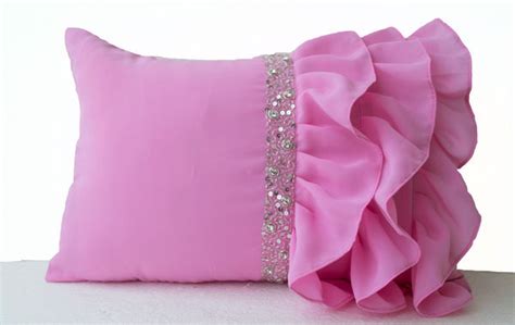 Shop For Handmade Custom Pink Sequin Throw Pillows With Ruffles