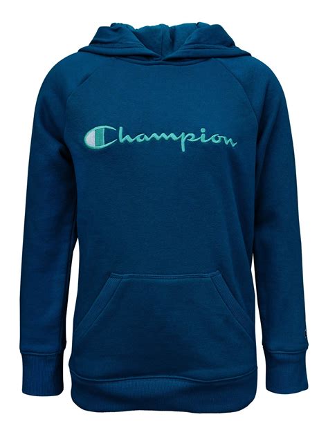 Champion Girls 7 16 Embroidered Logo Raglan Fleece Hoodie Sweatshirt