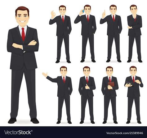 Business Man Set Royalty Free Vector Image Vectorstock Character