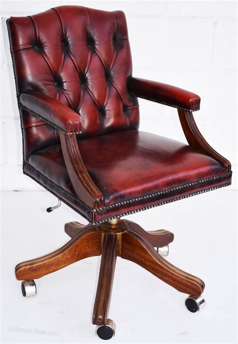 Antiques Atlas Vintage Ox Blood Red Leather Desk Chair