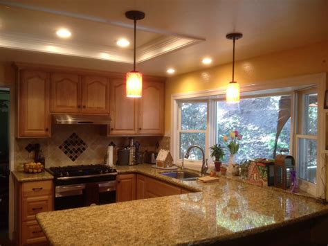 Replace fluorescent light box kitchen traditional with recessed. Update your old kitchen lighting with recessed LED ...