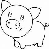 Pig Cute Clip Coloring Baby Clipart Pages Face Printable Pen Book sketch template