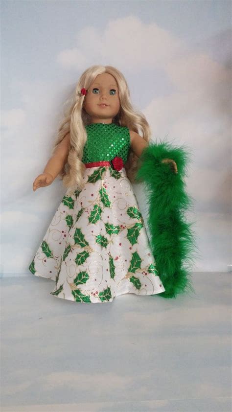 Green Holly Christmas Gown 18 Inch Doll Clothes 259 Etsy Canada