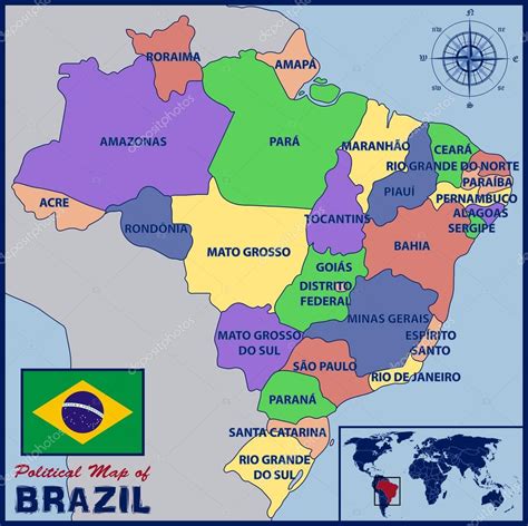 Mapa Político Do Brasil — Vetores De Stock © Pablofdezr1984 88087126