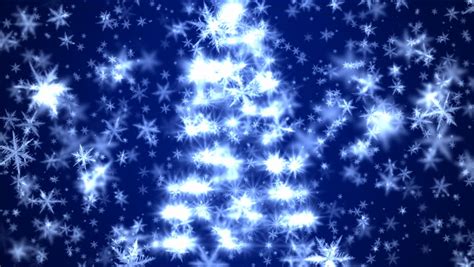 Christmas Tree Falling Snow On Blue Stock Footage Video 100 Royalty