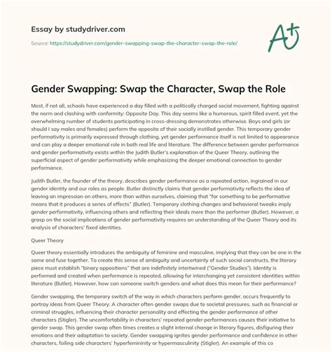 Gender Swapping Swap The Character Swap The Role Free Essay Example