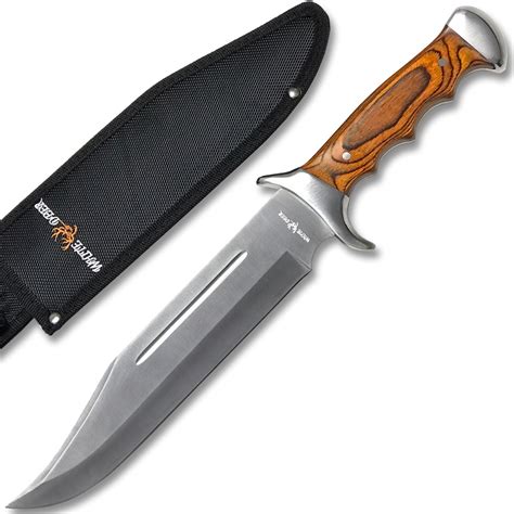 White Deer Full Tang Bowie Knife 15in W Sheath And Hardwood Handle