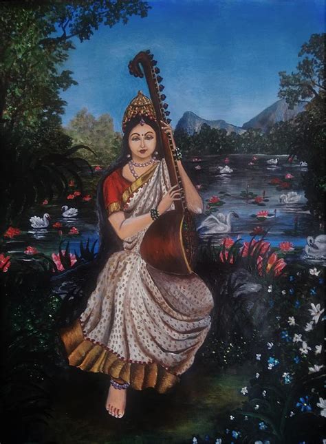 Saraswati Goddess Of Knowledge And Arts Painting By Tara Krishna