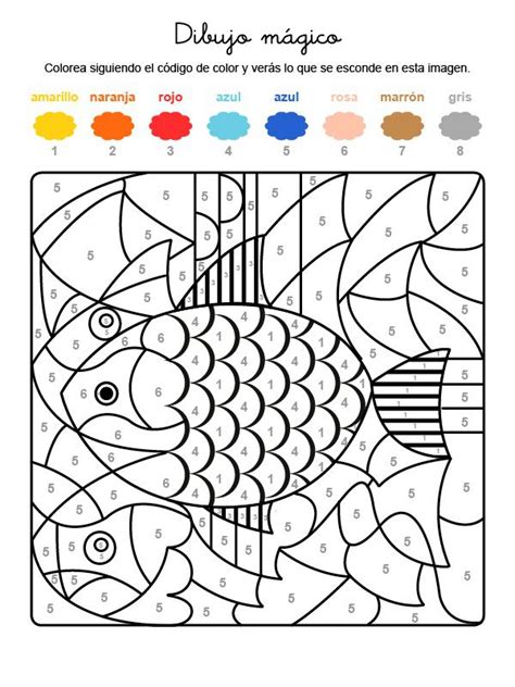Dibujo Mágico De Un Pez De Colores Dibujo Para Colorear E Imprimir