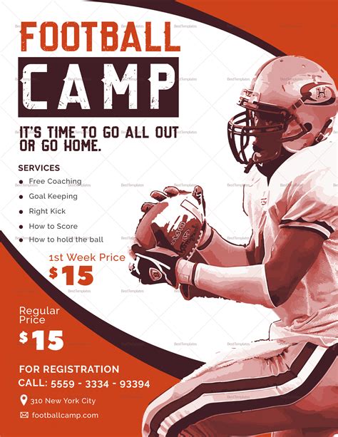 Football Camp Flyer Design Template In Psd Word Publisher