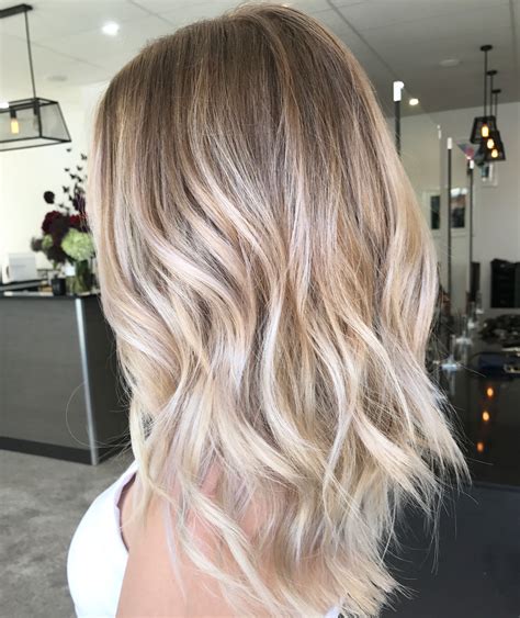 Cool Ash Blonde Balayage Colour Long Hair Textured Curls 2018