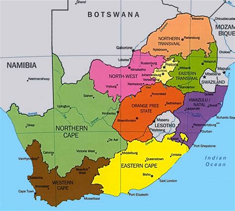 Afrique Du Sud Provinces Et Population Villes Peuples Et Langues D
