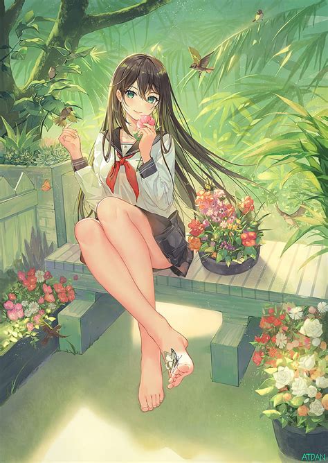 atdan long hair black hair anime girls schoolgirl sailor uniform legs hd phone wallpaper