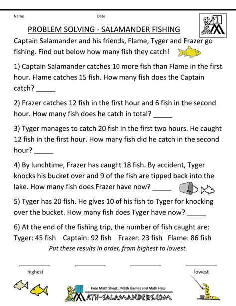 Math Problem Solving Worksheets