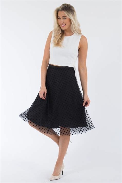 The Romantic Polka Dot Black Tulle Midi Skirt Midi Skirt Tulle Midi