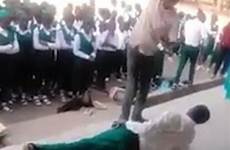 teacher school flogging nigerian children his punishment merciless public lashing their administering shows man flagellation footage blows venom classmates forced