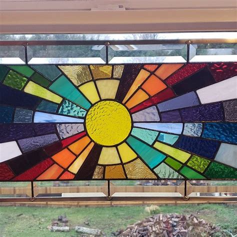Arts And Crafts Mission Stained Glass Panel Window Hanging Etsy In