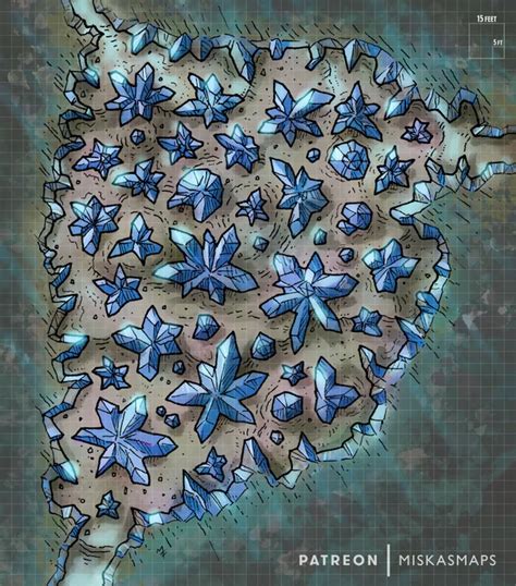 Crystal Cave 44x50 70px Battlemap Battlemaps Dungeon Maps