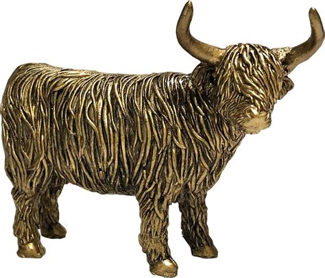 Highland Cow Statue Ornament Sculpture Figurine Resin Antique Bronze