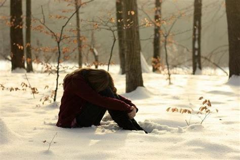 Sad Alone Girl On Snow Depressed Nineimages