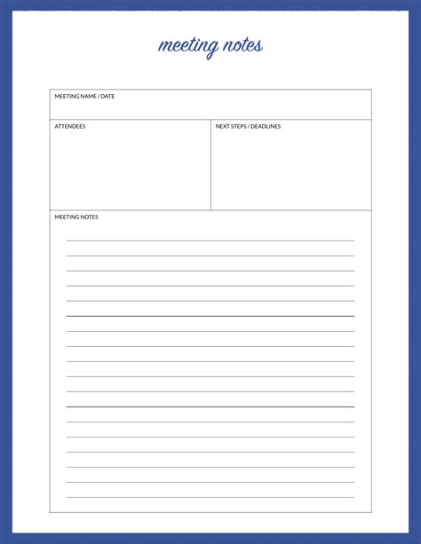 Word Note Taking Template