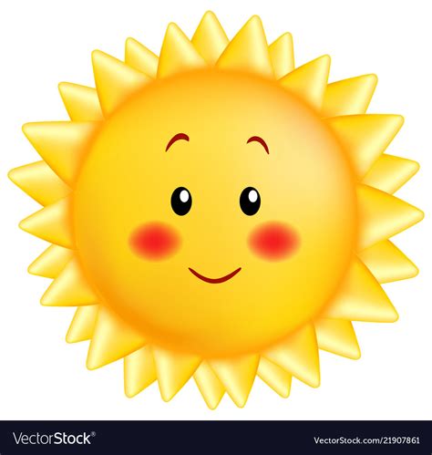 A Small Smiling Sun In Yellow Color In A Cartoon Vector Image
