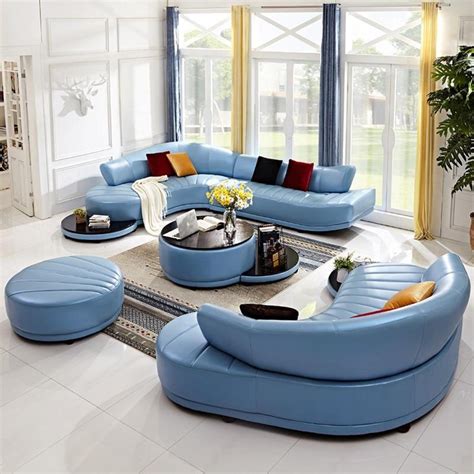 Unique And Luxury Shaped Sofa Set Furniture Leather Sofa Living Room