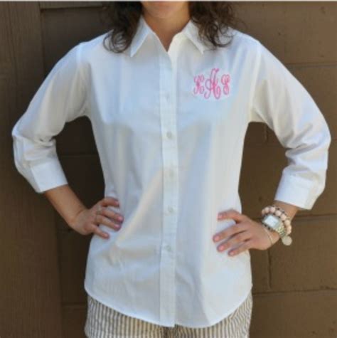 Monogram Embroidered Collar Shirt Frill Clothing