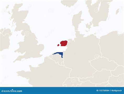 Map Of Europe With Highlighted Denmark Map Cartoon Vector