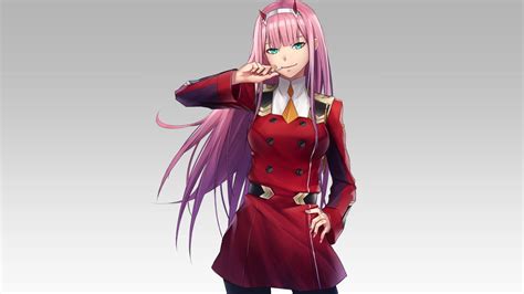 Desktop Wallpaper Zero Two Cute Anime Girl Red Uniform