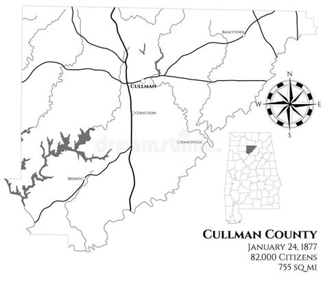 Large Map Of Cullman County In Alabama Stock Vector Illustration Of
