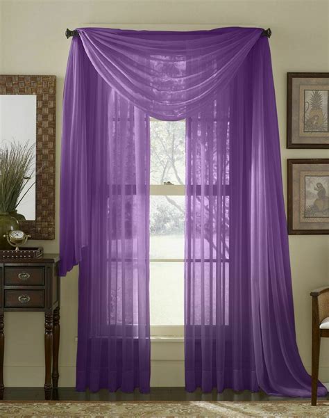 Empire Home Purple 216 Long Sheer Curtain Valance Window New