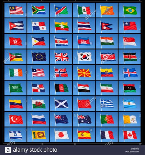 A Collection Of National Flags From Countries Around The