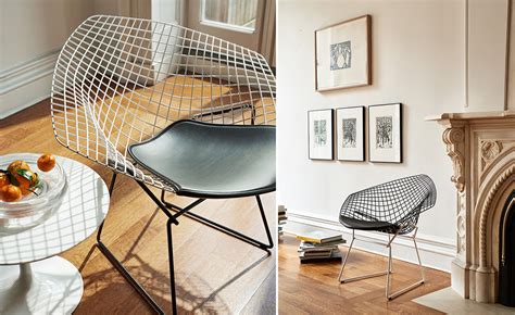 The bertoia chair, designed by harry bertoia for knoll in 1952, is defined by a steel frame lying on an airy sled base, a structure that is simultaneously delicate and strong. Bertoia Diamond Chair Two Tone With Seat Cushion ...