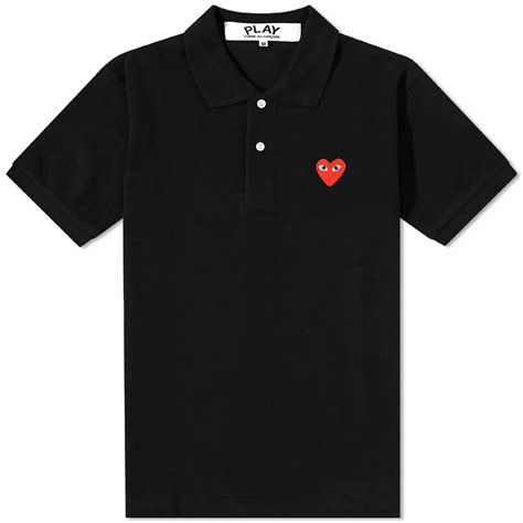 Comme des Garçons Play Men s Red Heart Polo Shirt in Black Red Comme