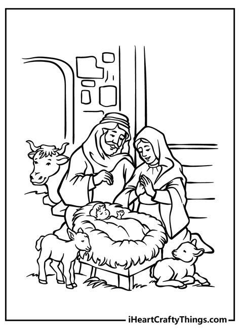 Birth Of Jesus Coloring Pages Free Printable Templates