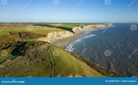Aerial View Of The Limestone Cliffs And Beach At Southerndown And