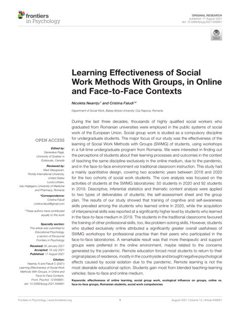 Pdf Learning Effectiveness Of Social Work Methods With Groups In