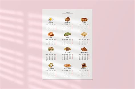 2023 Aesthetic Printable Calendar Graphic Design Minimal A3 Etsy