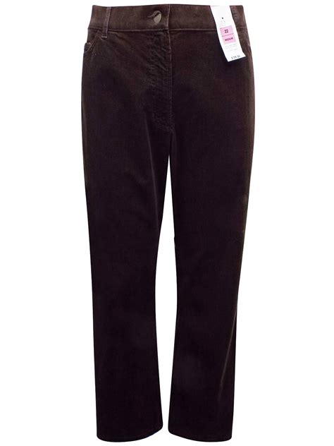 Marks And Spencer Mand5 Brown Cotton Rich Cord Straight Leg Trousers