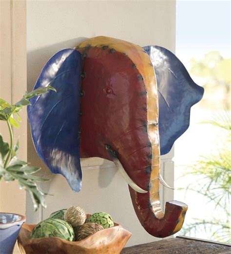 Recycled Metal Elephant Head Wall Art Wind And Weather