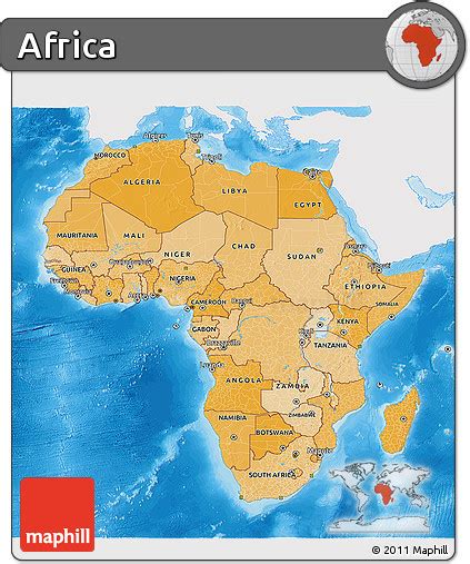 Free Political Shades 3d Map Of Africa Single Color Outside
