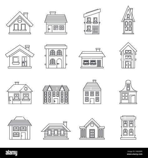 House Icons Set Outline Style Stock Vector Image And Art Alamy