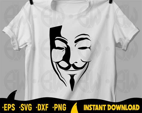 Anonymous Mask Svg Vendetta Svg Guy Fawkes Vinyl Clipart Etsy Uk