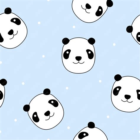 Premium Vector Cute Panda Face Seamless Pattern Vector