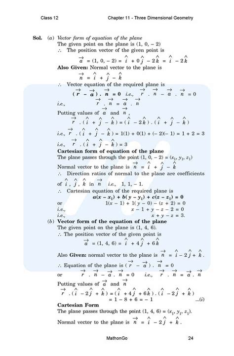 Ncert Solutions For Class 12 Maths Chapter 11 Three Dimensional