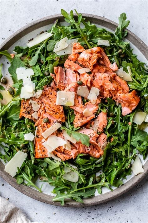 Arugula Salmon Salad With Capers And Shaved Parmesan Recipe Chronicle